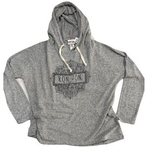 Ron Jon Surf Shop Soft Silk SandEnd Of Beach Day Driftwood Grey Hoodie Ladies LG